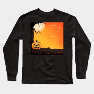 halloween background with pumpkin Long Sleeve T-Shirt